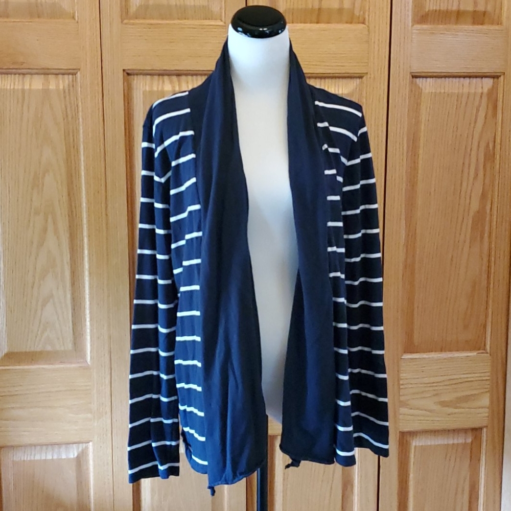 Navy striped Nautica cardigan sz L